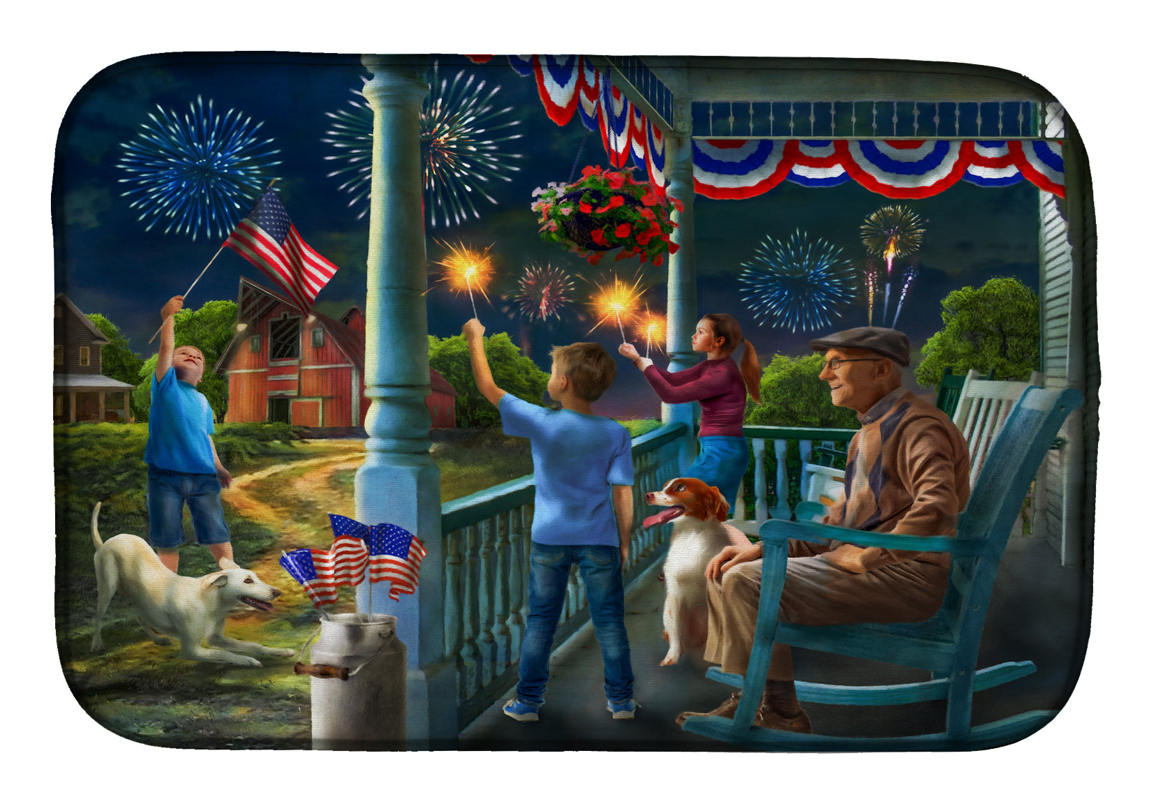 4th of July at Grandpa's USA Dish Drying Mat Absorbent Dish Drying Mat Pad for Kitchen Counter Dish Drainer Mat for Countertop, 14 x 21", Multicolor