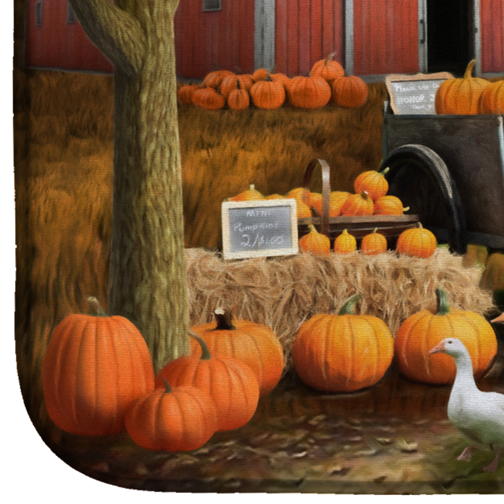 Fall Amish Pumpkin Stand Dish Drying Mat Absorbent Dish Drying Mat Pad for Kitchen Counter Dish Drainer Mat for Countertop, 14 x 21", Multicolor