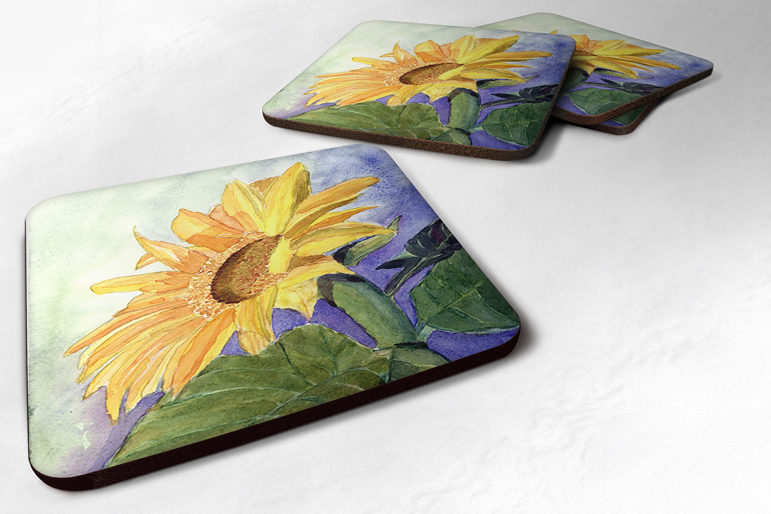 Flower - Sunflower Foam Coasters Set of 4 Cup Coasters for Indoor Outdoor, Tabletop Protection, Anti Slip, Mouse pad Material