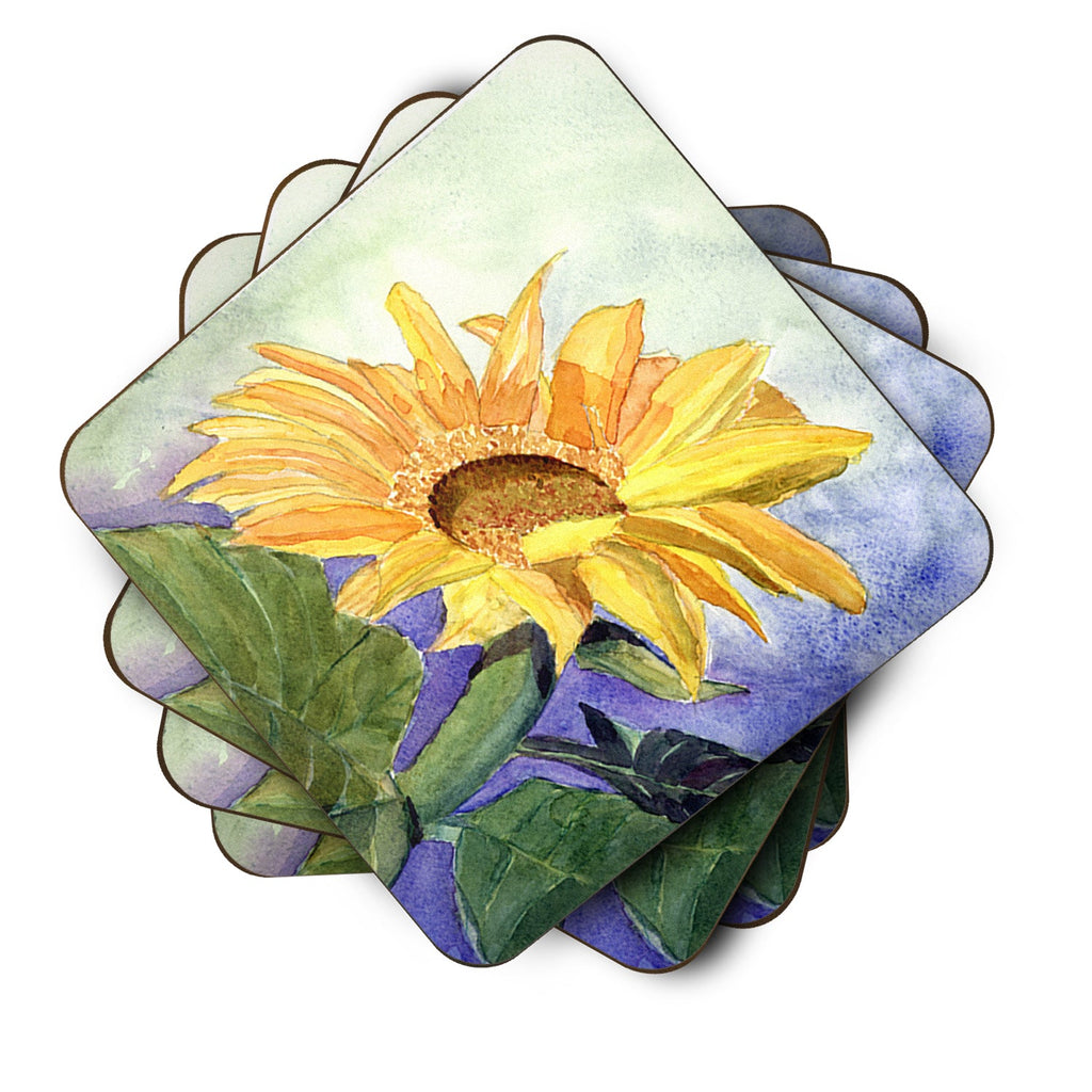 Flower - Sunflower Foam Coasters Set of 4 Cup Coasters for Indoor Outdoor, Tabletop Protection, Anti Slip, Mouse pad Material