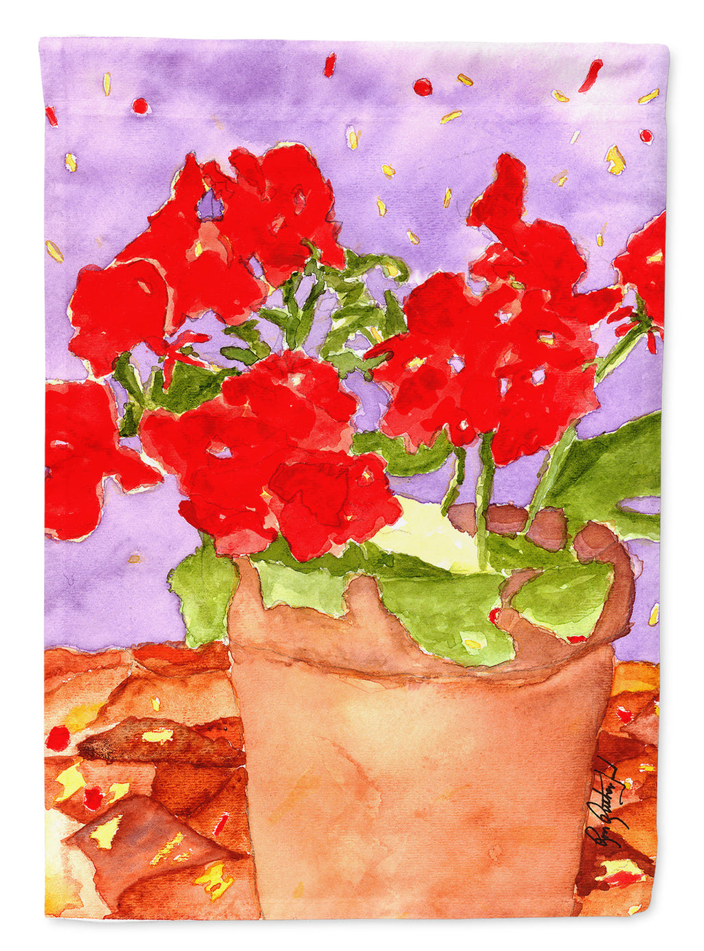 Flower - Geranium House Flag 28x40 Porch Sleeve Pole Decorative Outside Yard Banner Artwork Wall Hanging, Polyester
