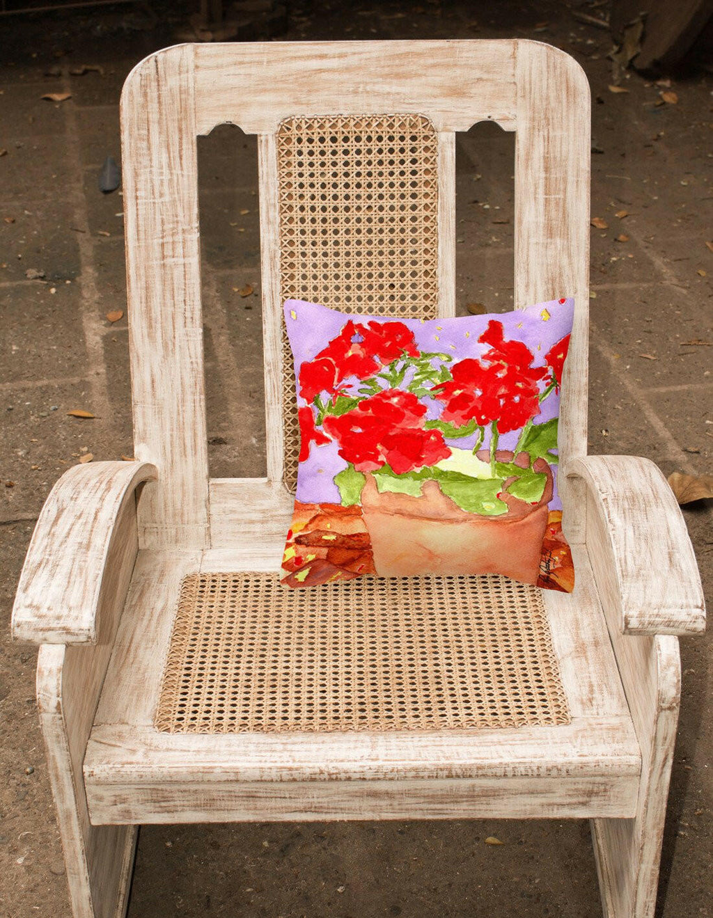 Flower - Geranium Decorative Throw Pillow 14x14 Indoor Outdoor Accent Cushion, Fabric Cover with Insert for Sofa, Bed, Porch & Living Room