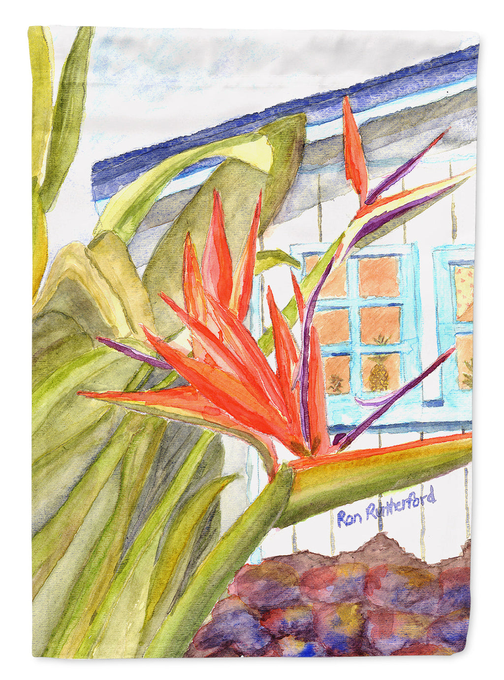 Flower - Bird of Paradise House Flag 28x40 Porch Sleeve Pole Decorative Outside Yard Banner Artwork Wall Hanging, Polyester