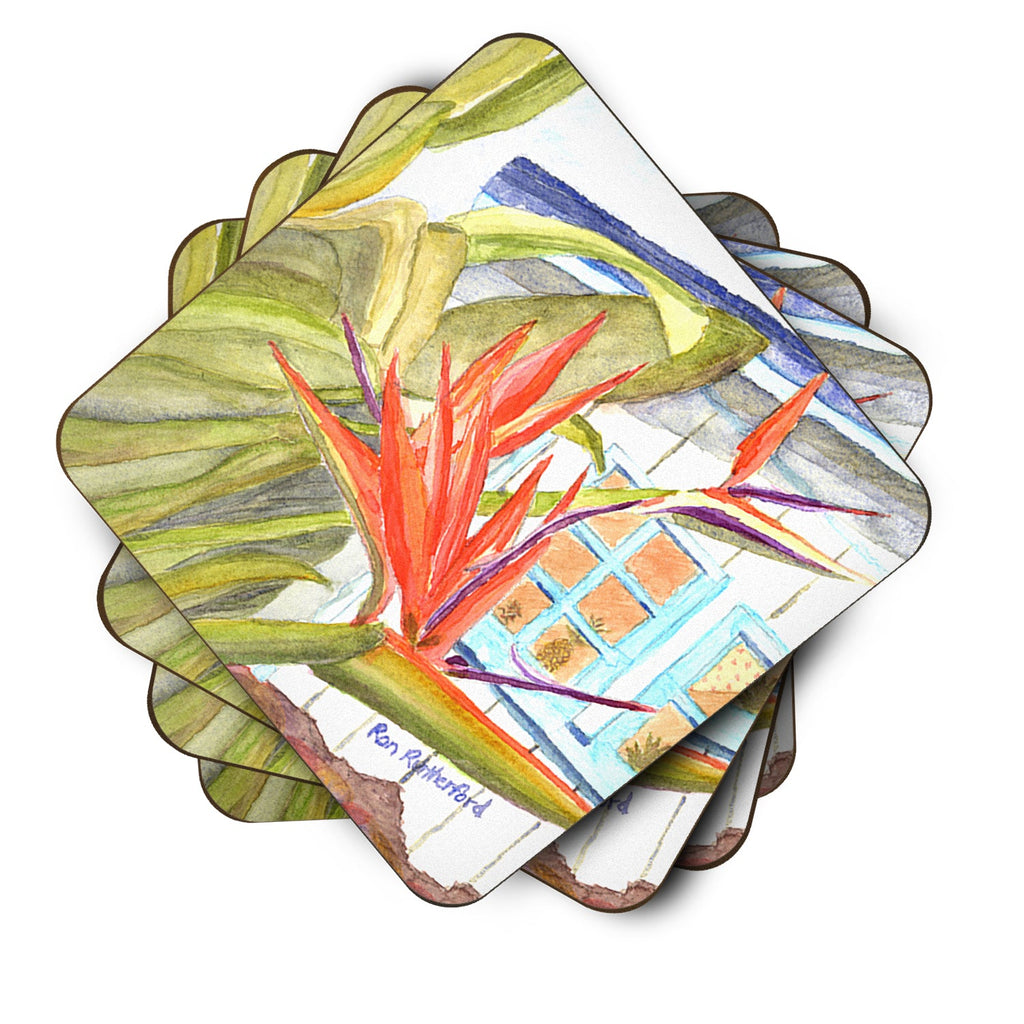 Flower - Bird of Paradise Foam Coasters Set of 4 Cup Coasters for Indoor Outdoor, Tabletop Protection, Anti Slip, Mouse pad Material