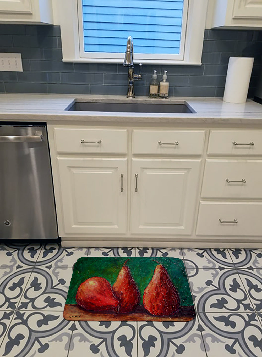 Pears Memory Foam Kitchen Mat Machine Washable Anti-Fatigue Cushion Comfort Bath or Kitchen Rug
