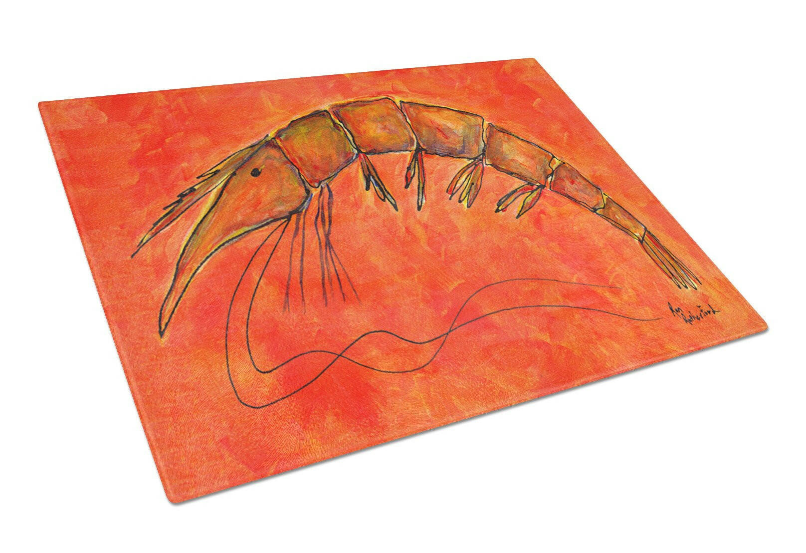 Shrimp Cutting Board Tempered Glass Kitchen Cutting Surface, Heat Resistant Chopping, Non-Slip Feet, Food Prep & Serving