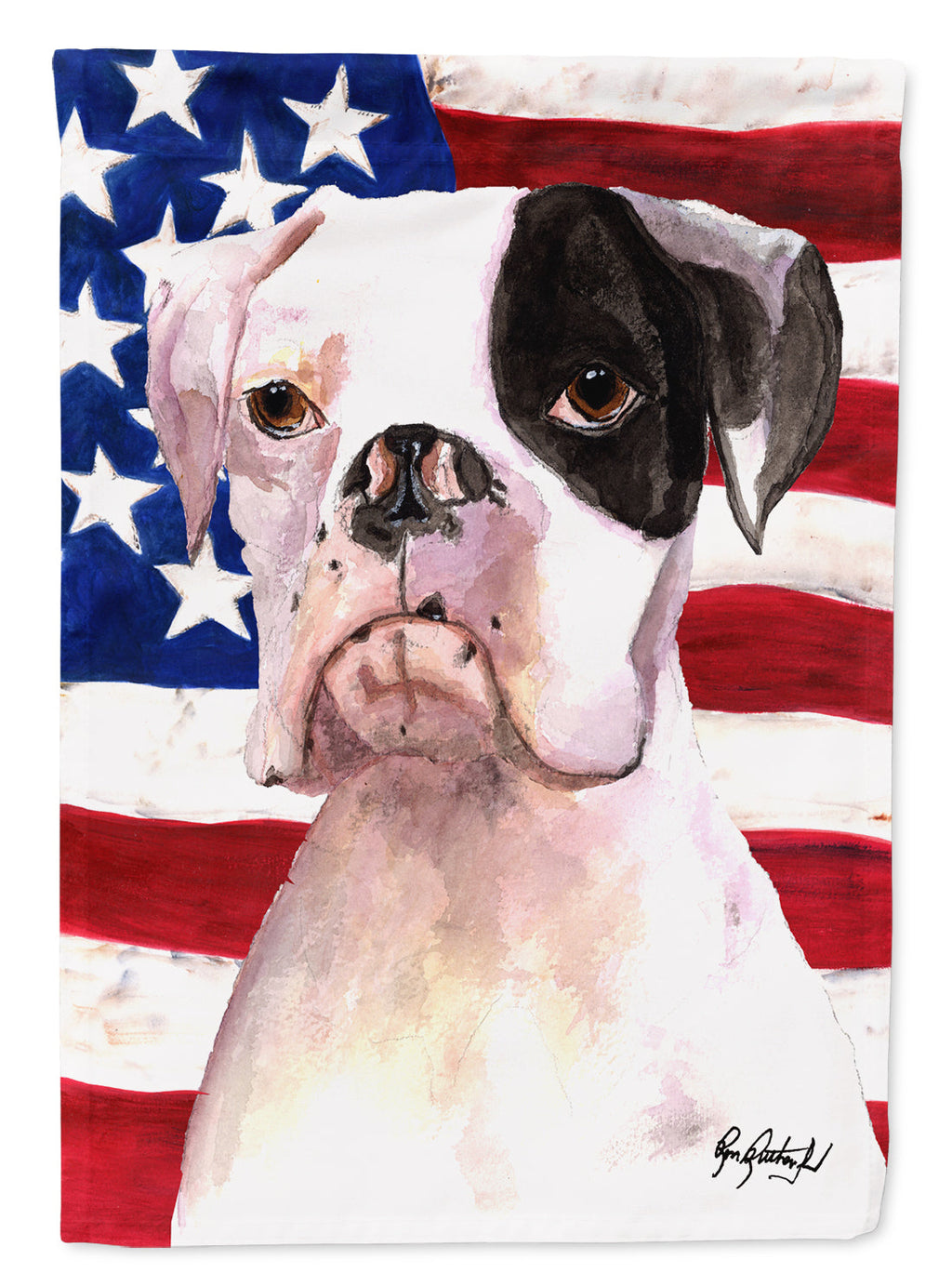 USA American Flag with Boxer House Flag 28x40 Porch Sleeve Pole Decorative Outside Yard Banner Artwork Wall Hanging, Polyester