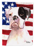 USA American Flag with Boxer House Flag 28x40 Porch Sleeve Pole Decorative Outside Yard Banner Artwork Wall Hanging, Polyester