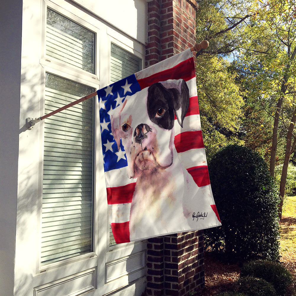 USA American Flag with Boxer House Flag 28x40 Porch Sleeve Pole Decorative Outside Yard Banner Artwork Wall Hanging, Polyester