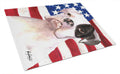 USA American Flag with Boxer Cutting Board Tempered Glass Kitchen Cutting Surface, Heat Resistant Chopping, Non-Slip Feet, Food Prep & Serving