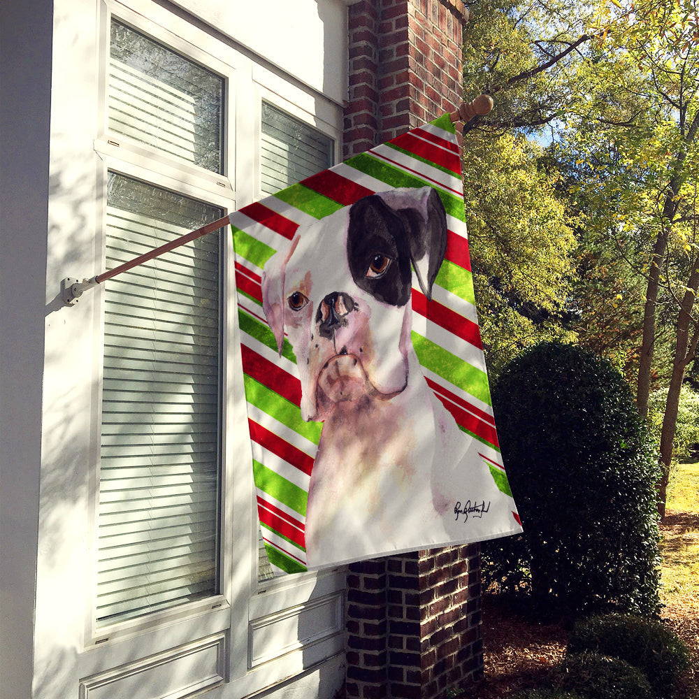 White Boxer Cooper  House Flag 28x40 Porch Sleeve Pole Decorative Outside Yard Banner Artwork Wall Hanging, Polyester