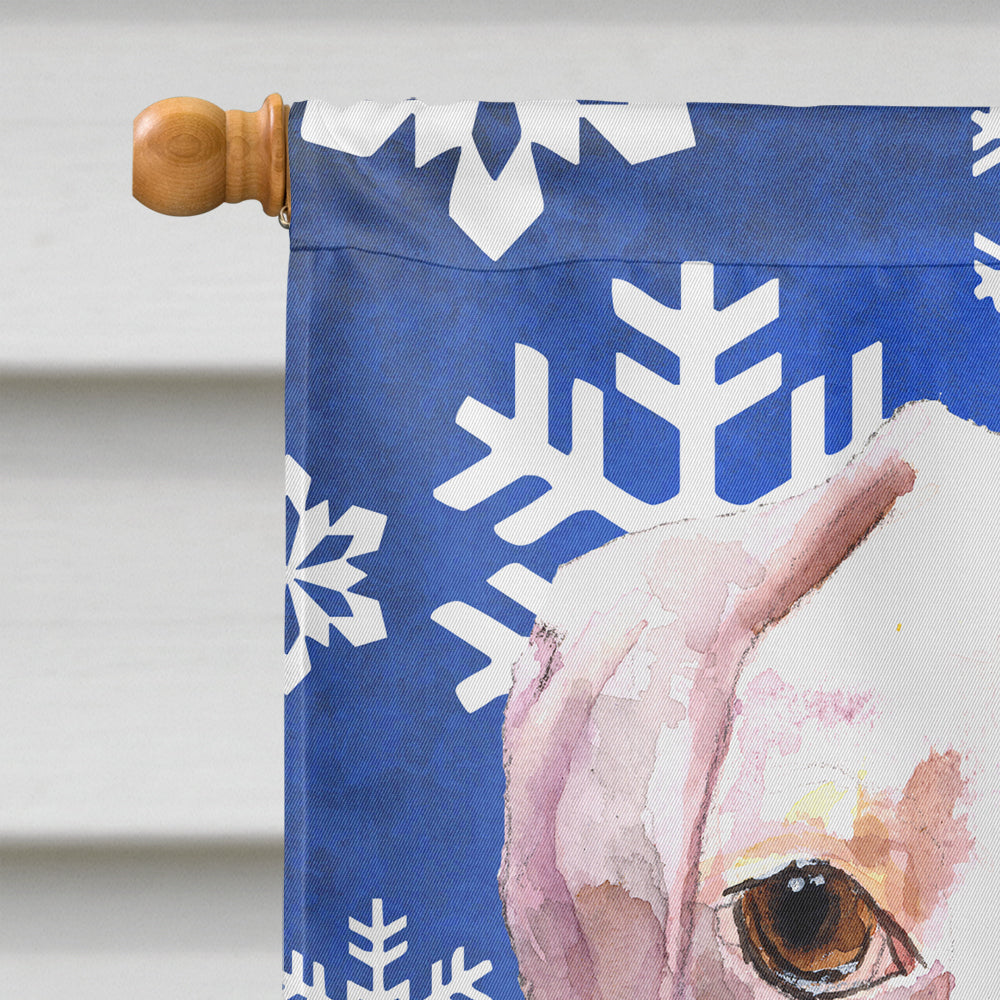 White Boxer Cooper Winter Snowflakes House Flag 28x40 Porch Sleeve Pole Decorative Outside Yard Banner Artwork Wall Hanging, Polyester
