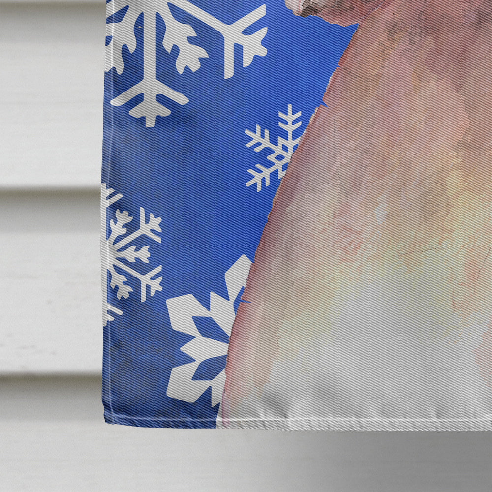 White Boxer Cooper Winter Snowflakes House Flag 28x40 Porch Sleeve Pole Decorative Outside Yard Banner Artwork Wall Hanging, Polyester