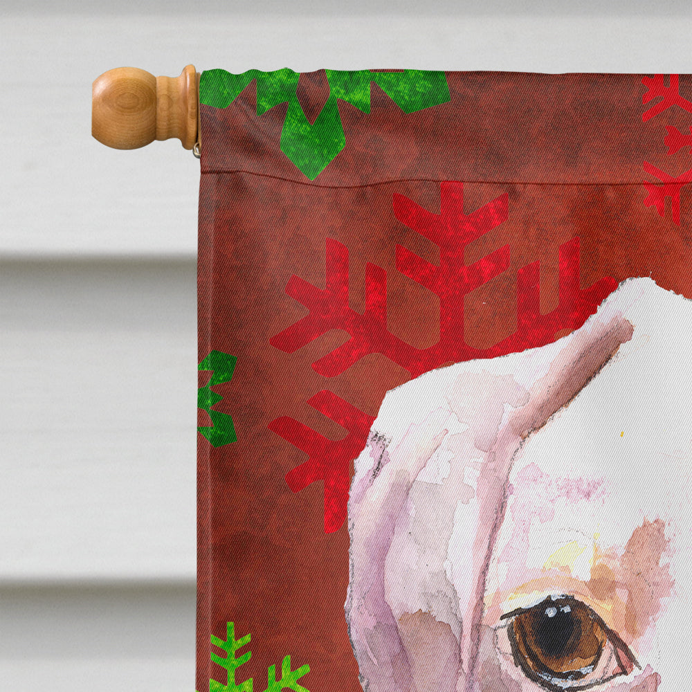 White Boxer Cooper Winter Snowflakes House Flag 28x40 Porch Sleeve Pole Decorative Outside Yard Banner Artwork Wall Hanging, Polyester