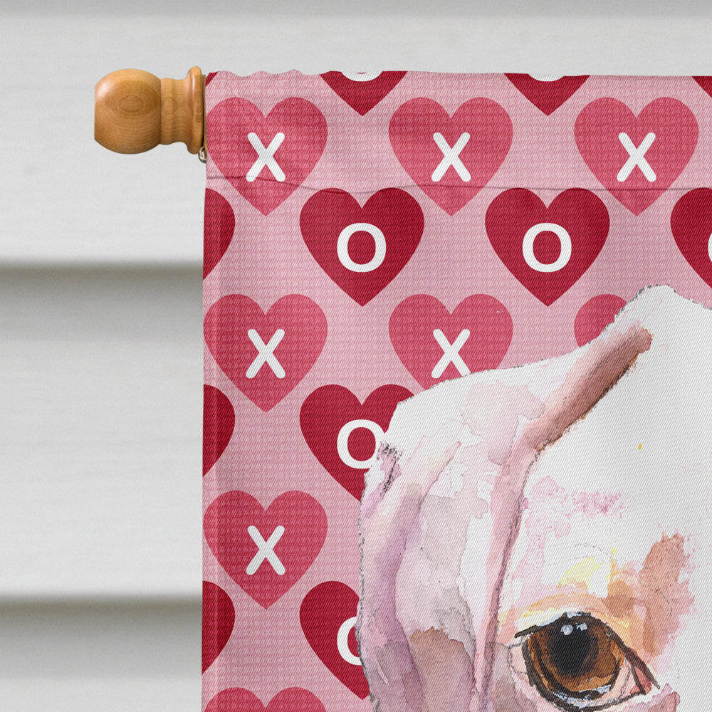 White Boxer Cooper Hearts and Love House Flag 28x40 Porch Sleeve Pole Decorative Outside Yard Banner Artwork Wall Hanging, Polyester