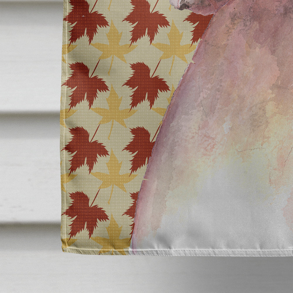 White Boxer Cooper Fall Leaves House Flag 28x40 Porch Sleeve Pole Decorative Outside Yard Banner Artwork Wall Hanging, Polyester
