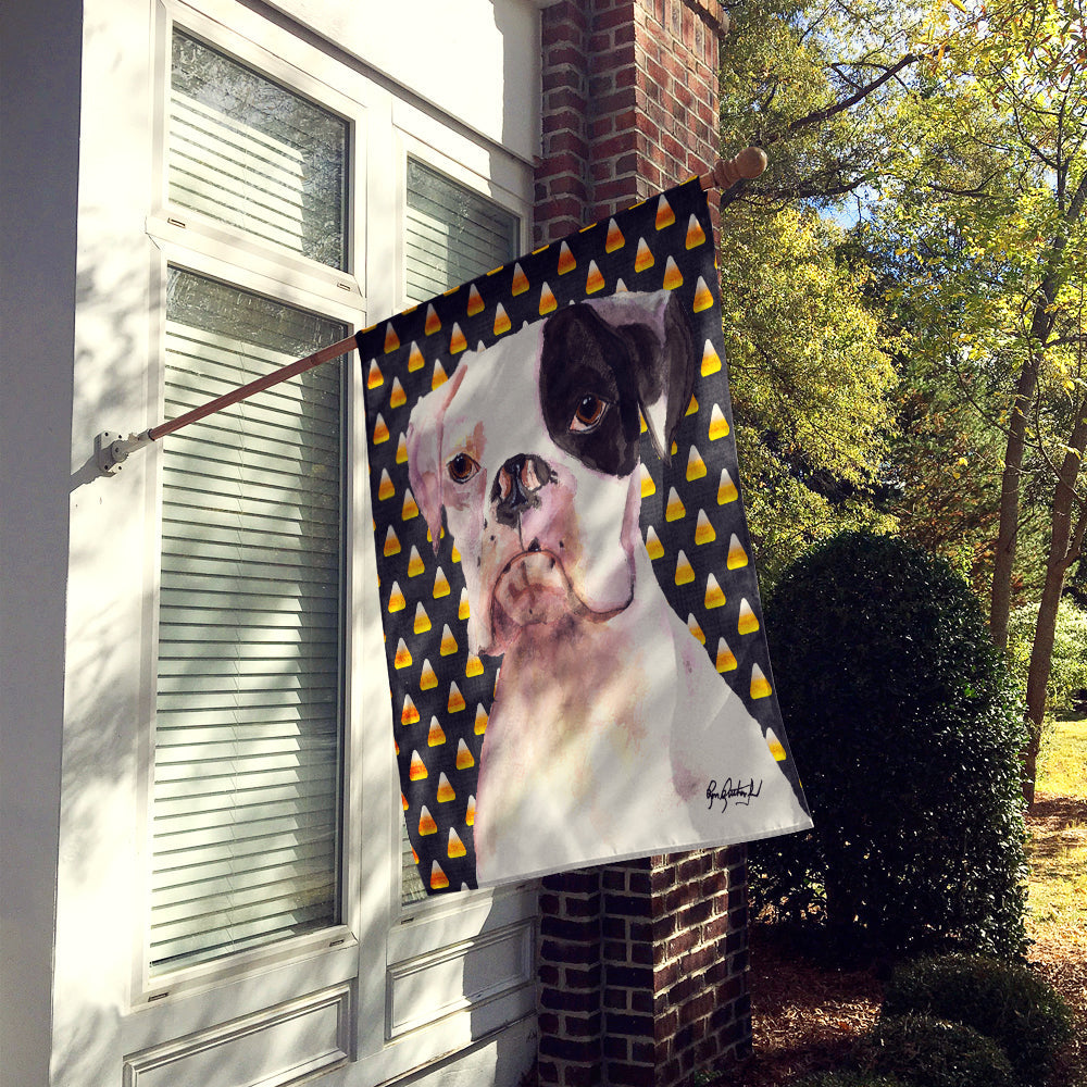 White Boxer Cooper Candy Corn House Flag 28x40 Porch Sleeve Pole Decorative Outside Yard Banner Artwork Wall Hanging, Polyester