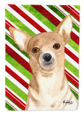 Chihuahua Candy Cane Christmas House Flag 28x40 Porch Sleeve Pole Decorative Outside Yard Banner Artwork Wall Hanging, Polyester