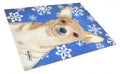 Chihuahua Winter Snowflakes Cutting Board Tempered Glass Kitchen Cutting Surface, Heat Resistant Chopping, Non-Slip Feet, Food Prep & Serving