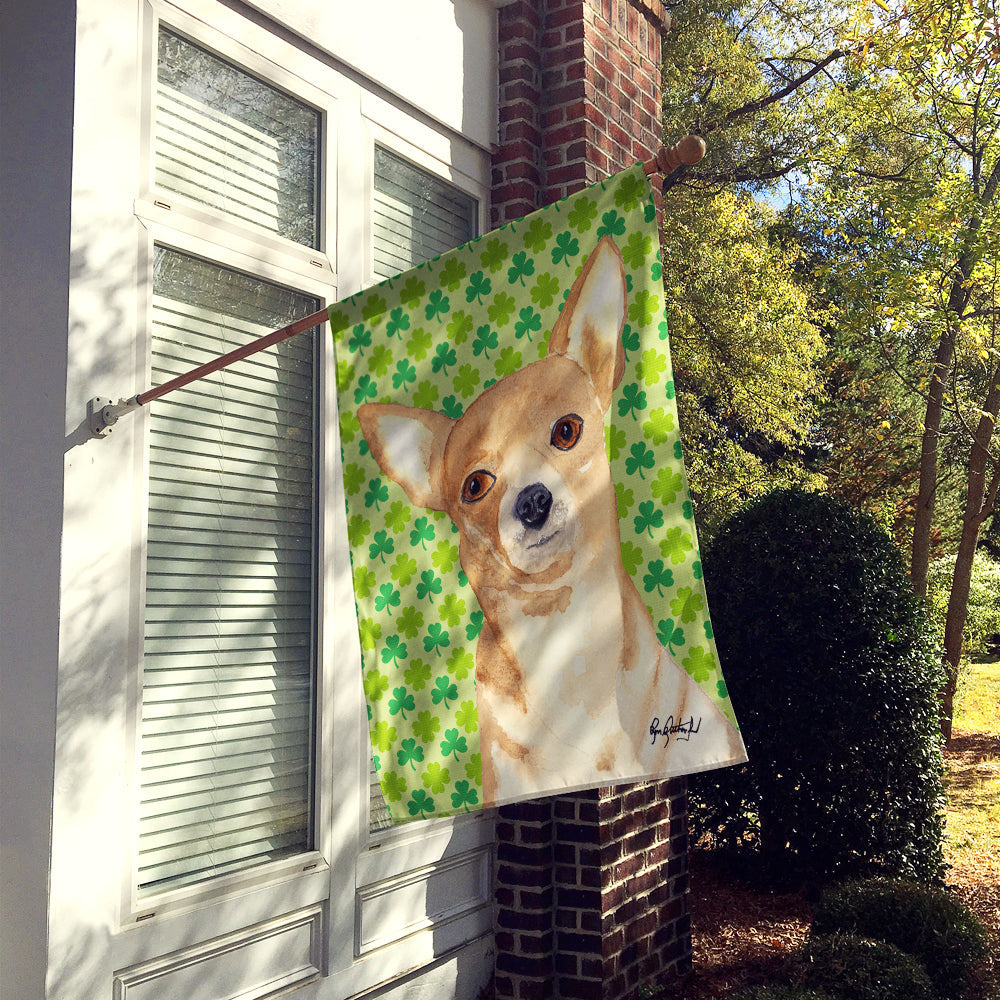 Chihuahua St Patrick's Day House Flag 28x40 Porch Sleeve Pole Decorative Outside Yard Banner Artwork Wall Hanging, Polyester