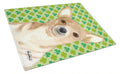 Chihuahua St Patrick's Day Cutting Board Tempered Glass Kitchen Cutting Surface, Heat Resistant Chopping, Non-Slip Feet, Food Prep & Serving
