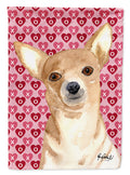 Chihuahua Hearts and Love House Flag 28x40 Porch Sleeve Pole Decorative Outside Yard Banner Artwork Wall Hanging, Polyester