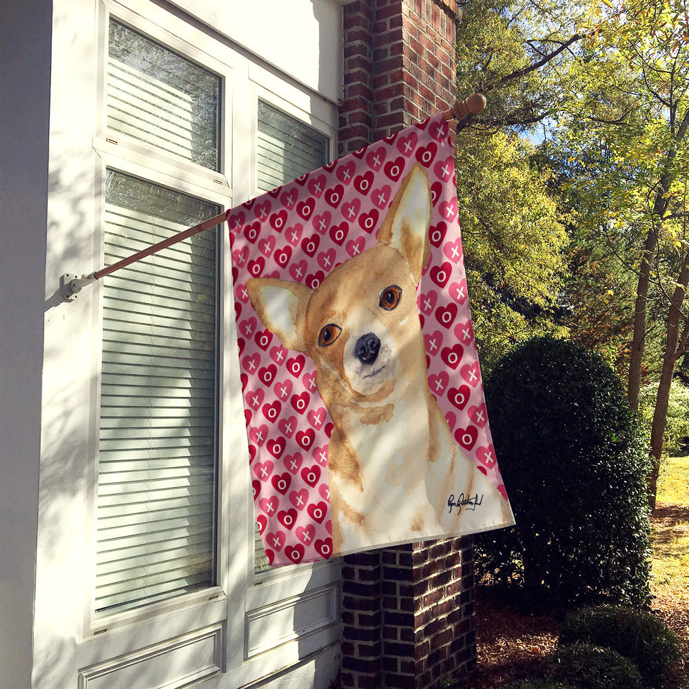 Chihuahua Hearts and Love House Flag 28x40 Porch Sleeve Pole Decorative Outside Yard Banner Artwork Wall Hanging, Polyester