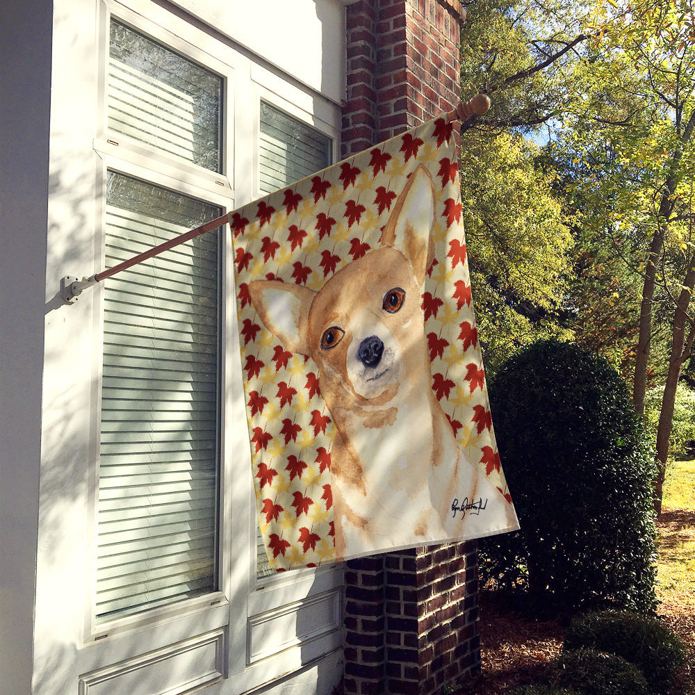 Chihuahua Fall Leaves House Flag 28x40 Porch Sleeve Pole Decorative Outside Yard Banner Artwork Wall Hanging, Polyester