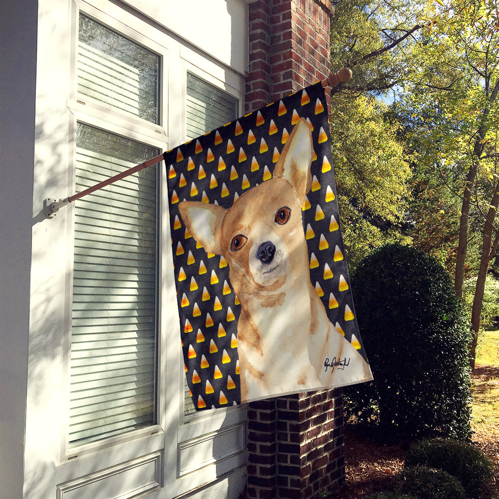 Chihuahua Candy Corn Halloween House Flag 28x40 Porch Sleeve Pole Decorative Outside Yard Banner Artwork Wall Hanging, Polyester