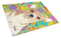 Chihuahua Easter Eggs Cutting Board Tempered Glass Kitchen Cutting Surface, Heat Resistant Chopping, Non-Slip Feet, Food Prep & Serving
