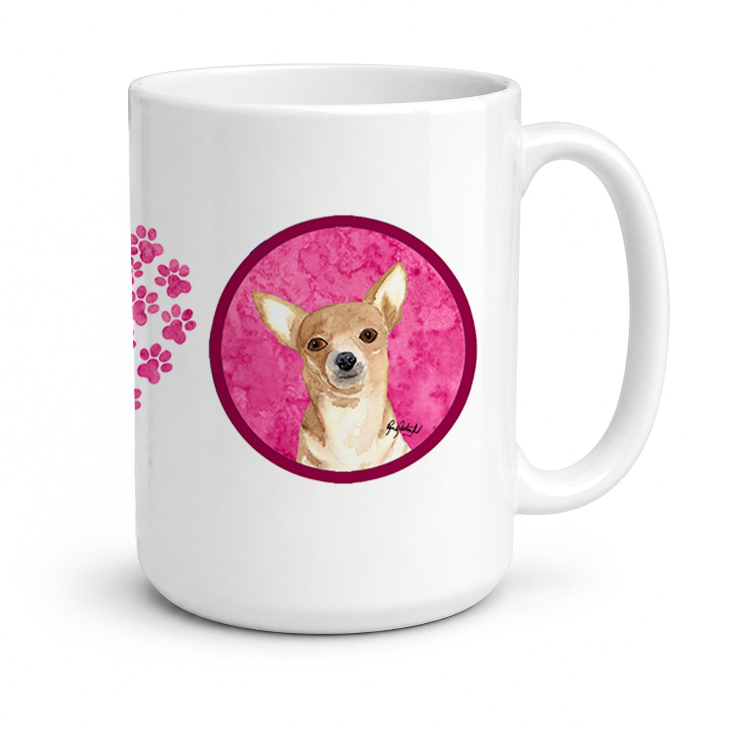 Pink Chihuahua Ceramic Coffee Mug 15 oz Decorative Large C Handle Mug Cup for Tea, Cocoa Hot Chocolate