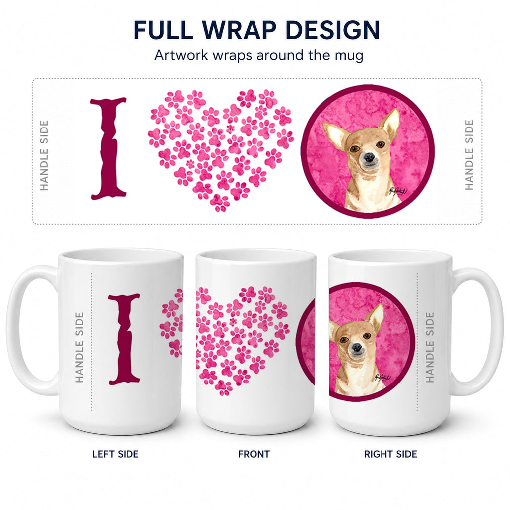 Pink Chihuahua Ceramic Coffee Mug 15 oz Decorative Large C Handle Mug Cup for Tea, Cocoa Hot Chocolate
