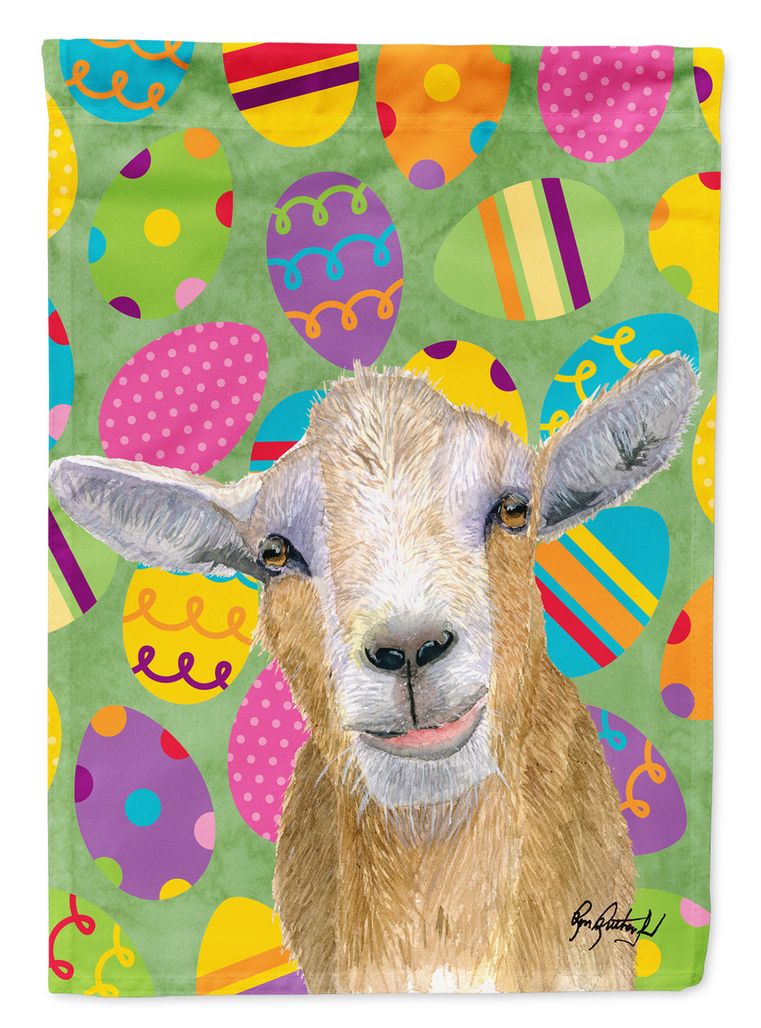 Goat Easter Eggs House Flag 28x40 Porch Sleeve Pole Decorative Outside Yard Banner Artwork Wall Hanging, Polyester