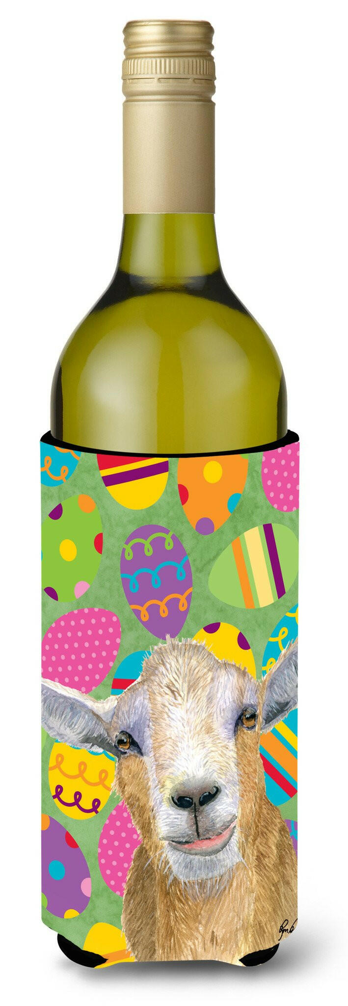 Goat Easter Eggs Wine Bottle Hugger Gift Sleeve for Standard 750 ml Bottles, Insulated Reusable Also Fits Mini Shot & Pint Bottles