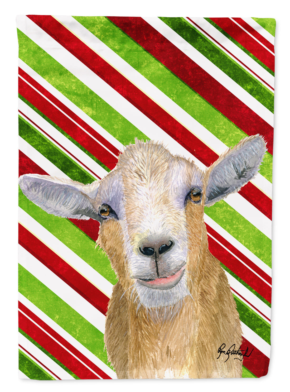 Goat Red Snowflakes Holiday Christmas  House Flag 28x40 Porch Sleeve Pole Decorative Outside Yard Banner Artwork Wall Hanging, Polyester