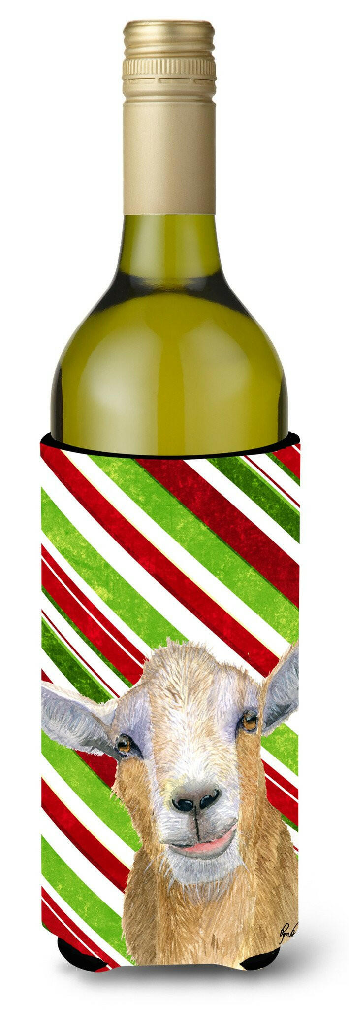 Goat Red Snowflakes Holiday Christmas  Wine Bottle Hugger Gift Sleeve for Standard 750 ml Bottles, Insulated Reusable Also Fits Mini Shot & Pint Bottles