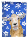 Goat Winter Snowflakes Holiday House Flag 28x40 Porch Sleeve Pole Decorative Outside Yard Banner Artwork Wall Hanging, Polyester