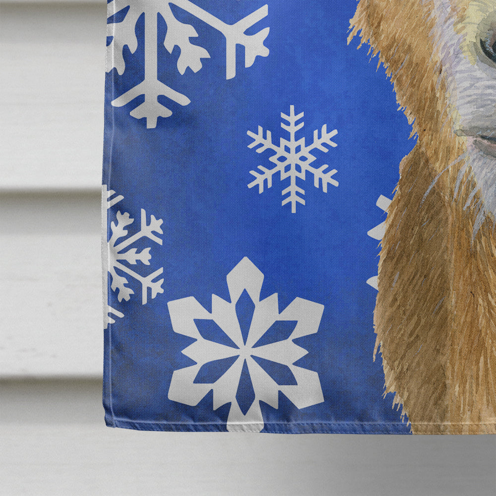 Goat Winter Snowflakes Holiday House Flag 28x40 Porch Sleeve Pole Decorative Outside Yard Banner Artwork Wall Hanging, Polyester