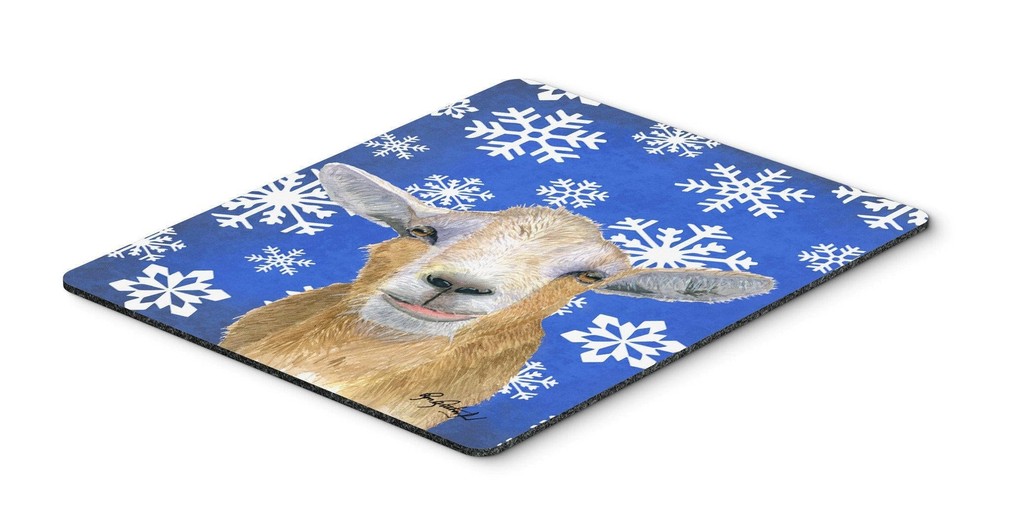 Goat Winter Snowflakes Holiday Mouse Pad, Heat Resistant Trivet Hot Pad , Non Slip Rubber Desk Mat, Kitchen Counter Protector, Home Office Decor Gift