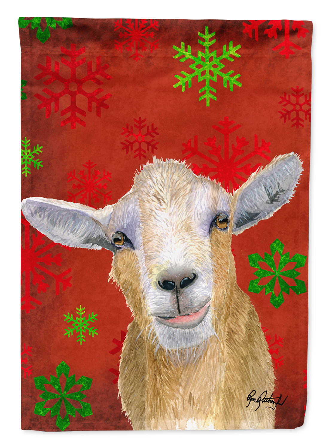 Goat Candy Cane Holiday Christmas House Flag 28x40 Porch Sleeve Pole Decorative Outside Yard Banner Artwork Wall Hanging, Polyester