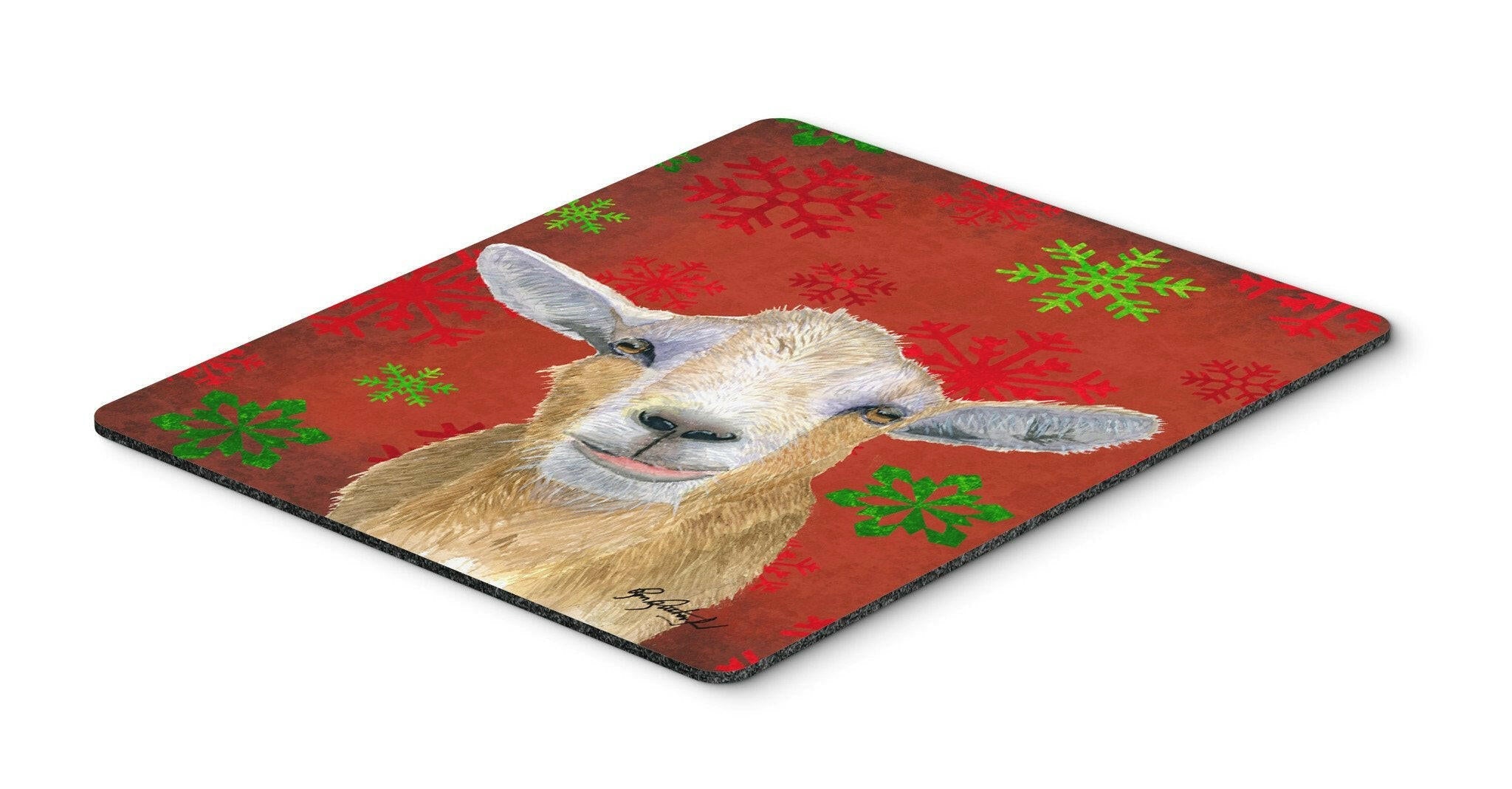 Goat Candy Cane Holiday Christmas Mouse Pad, Heat Resistant Trivet Hot Pad , Non Slip Rubber Desk Mat, Kitchen Counter Protector, Home Office Decor Gift
