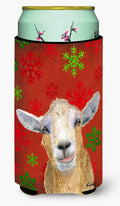 Goat Candy Cane Holiday Christmas Tall Boy Hugger Can Cooler Sleeve Machine Washable Drink Collapsible Insulator Beverage Insulated Holder
