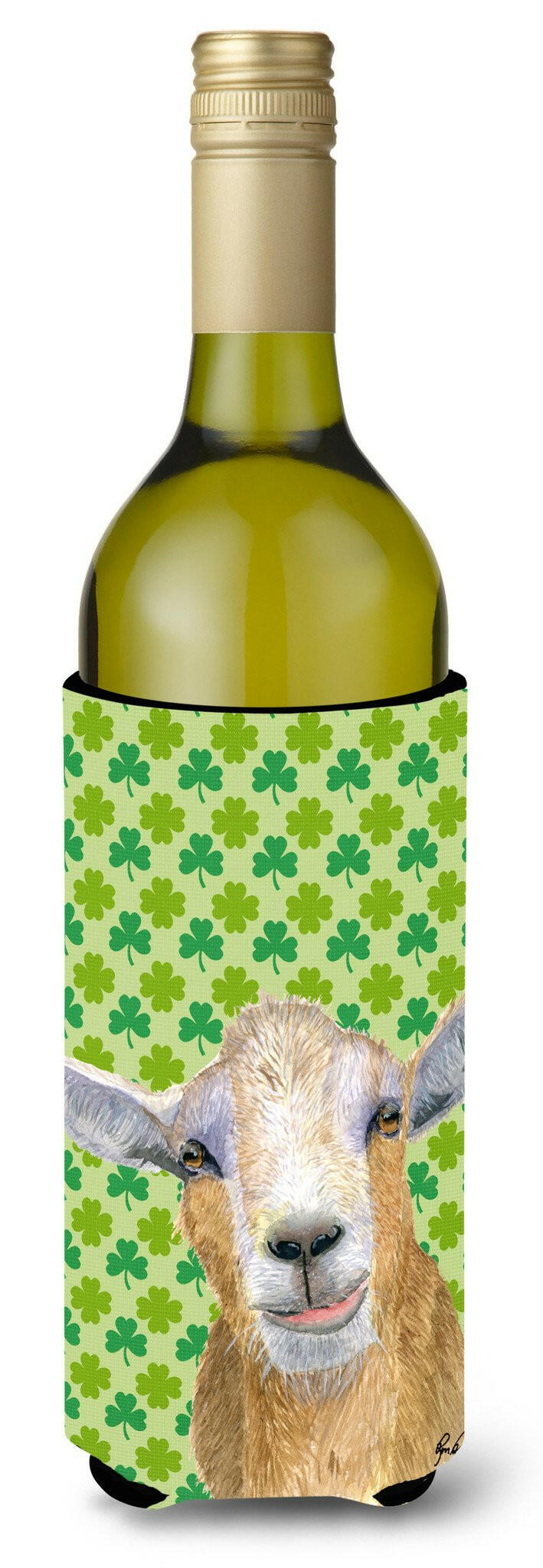 Goat St Patrick's Day Wine Bottle Hugger Gift Sleeve for Standard 750 ml Bottles, Insulated Reusable Also Fits Mini Shot & Pint Bottles