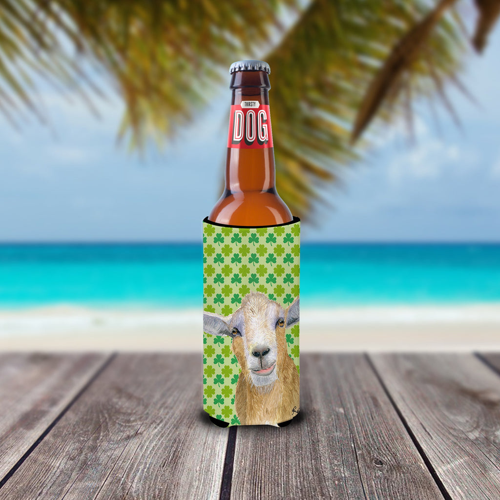 Goat St Patrick's Day Slim Can Hugger , Insulated Foam Hugger for 12 oz Slim Cans, Beer Bottles & Water Bottles, Printed in USA