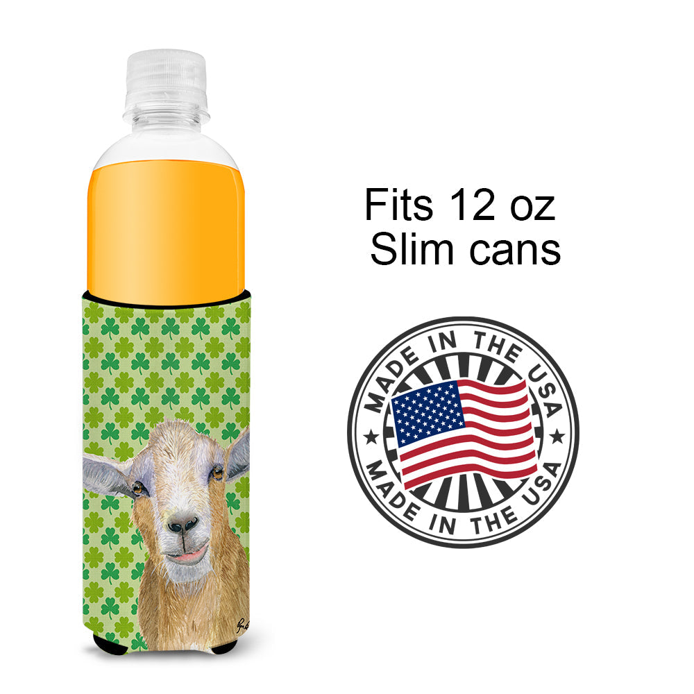 Goat St Patrick's Day Slim Can Hugger , Insulated Foam Hugger for 12 oz Slim Cans, Beer Bottles & Water Bottles, Printed in USA
