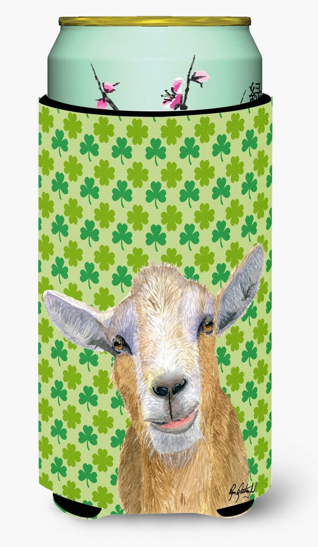 Goat St Patrick's Day Tall Boy Hugger Can Cooler Sleeve Machine Washable Drink Collapsible Insulator Beverage Insulated Holder