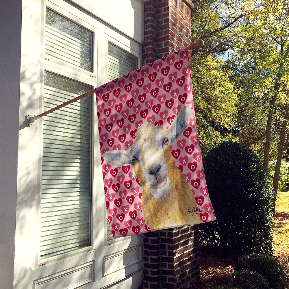 Goat Hearts and Love House Flag 28x40 Porch Sleeve Pole Decorative Outside Yard Banner Artwork Wall Hanging, Polyester