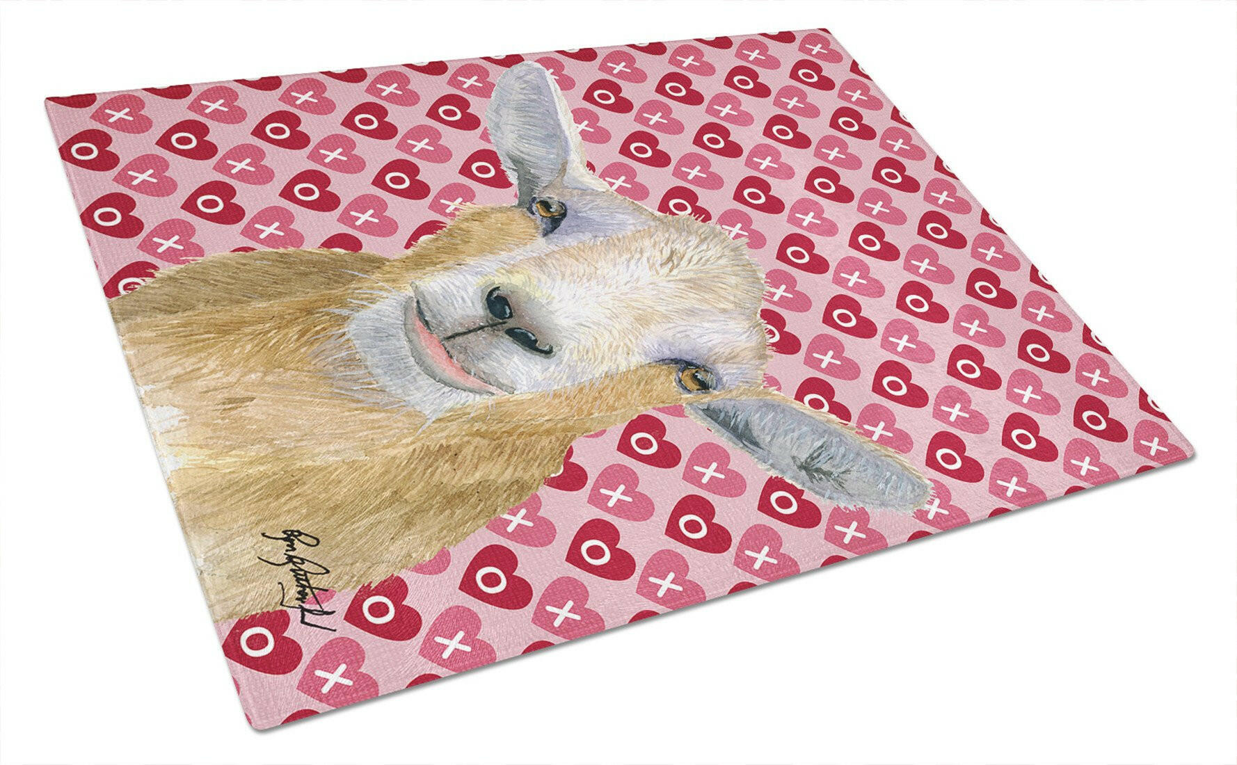 Goat Hearts and Love Cutting Board Tempered Glass Kitchen Cutting Surface, Heat Resistant Chopping, Non-Slip Feet, Food Prep & Serving