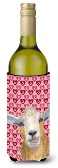 Goat Hearts and Love Wine Bottle Hugger Gift Sleeve for Standard 750 ml Bottles, Insulated Reusable Also Fits Mini Shot & Pint Bottles