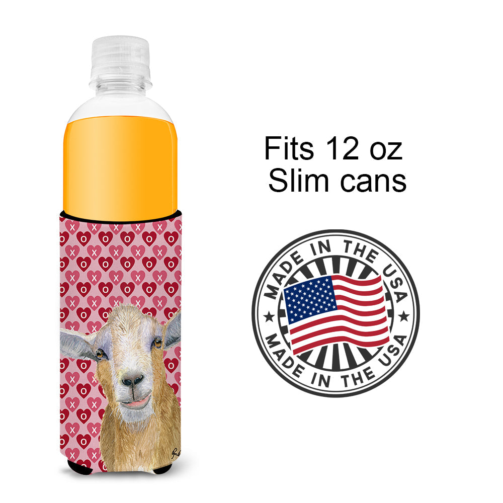 Goat Hearts and Love Slim Can Hugger , Insulated Foam Hugger for 12 oz Slim Cans, Beer Bottles & Water Bottles, Printed in USA